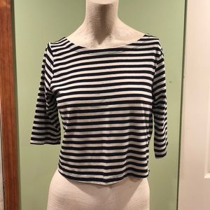 Navy and white striped crop top